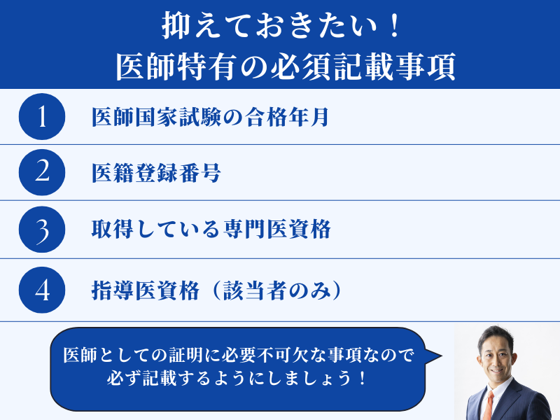 医師が必ず記載すべき項目