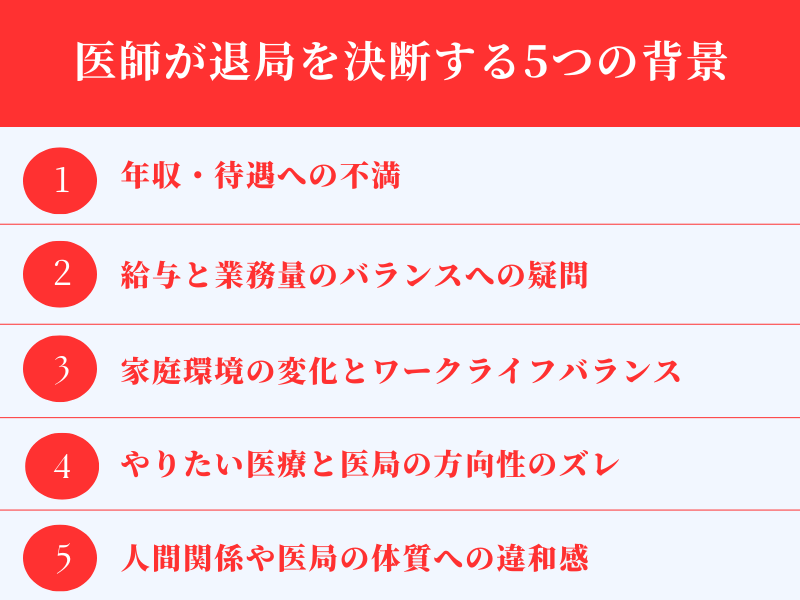 医局を辞める理由とは？医師が退局を決断する5つの背景